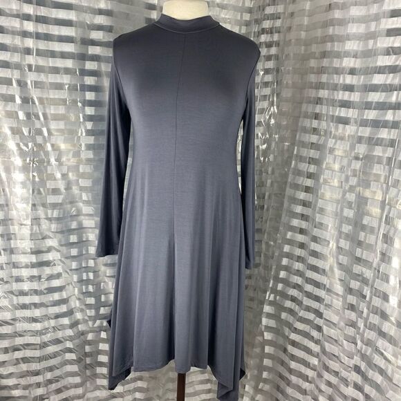 Piko Gray Long Sleeve Pull Over  Swing Dress - Picture 1 of 6